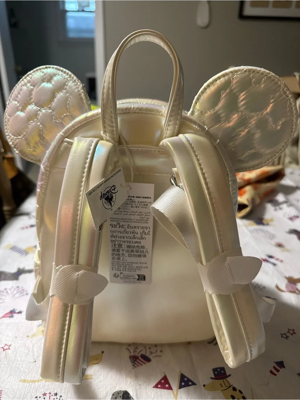 Loungefly Iridescent Cream Mickey Ear Mini Backpack